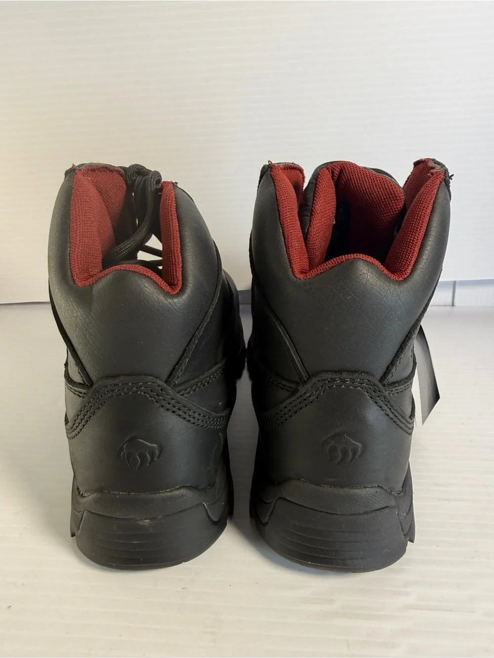 Wolverine Black Lace-Up Work Boots with Rugged Sole